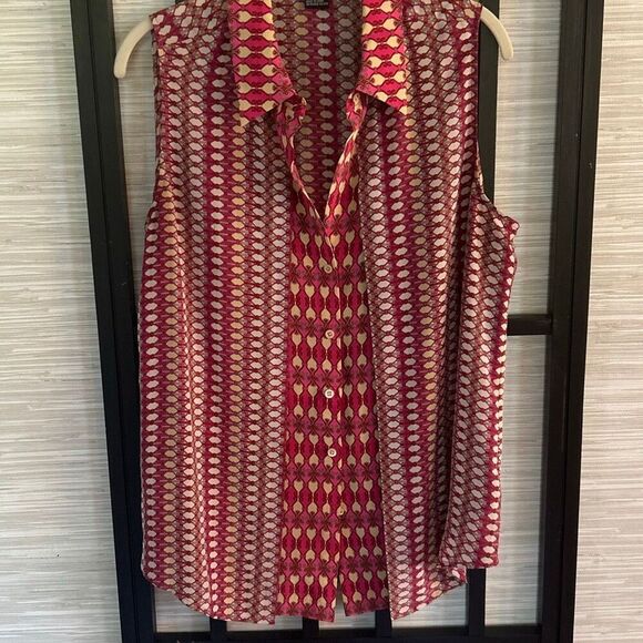 Etcetera Tops - Etcetera 100% silk sleeveless printed top pink beige Size 12